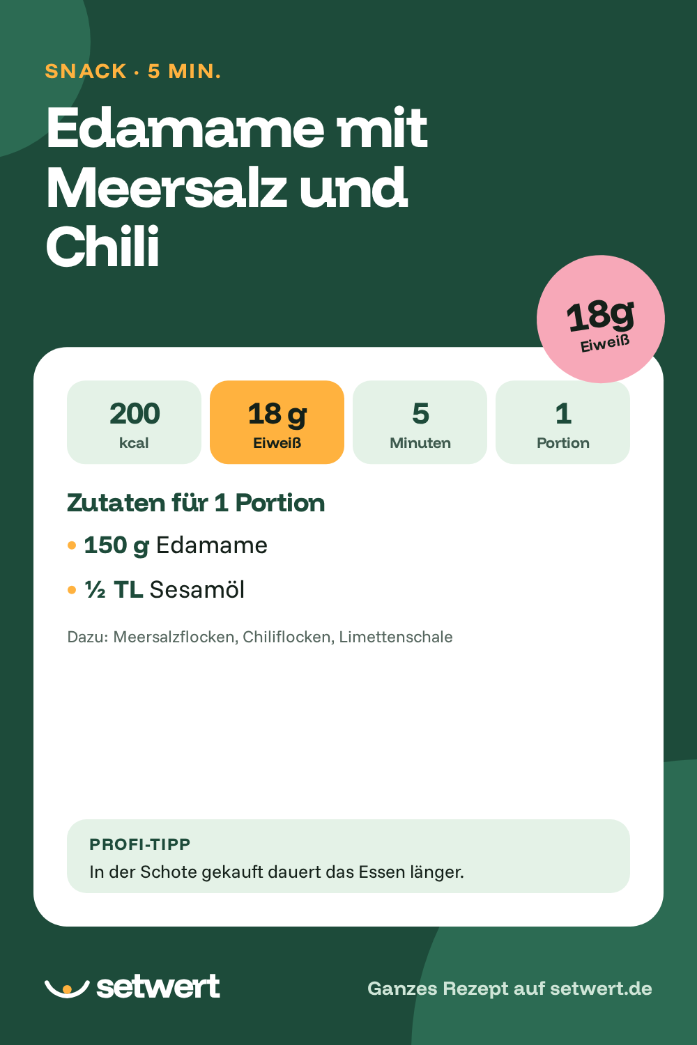 Rezeptkarte: Edamame mit Meersalz und Chili